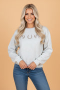 Western Embroidered Round Neck Graphic Sweatshirt - Rooted & Reckless Co.