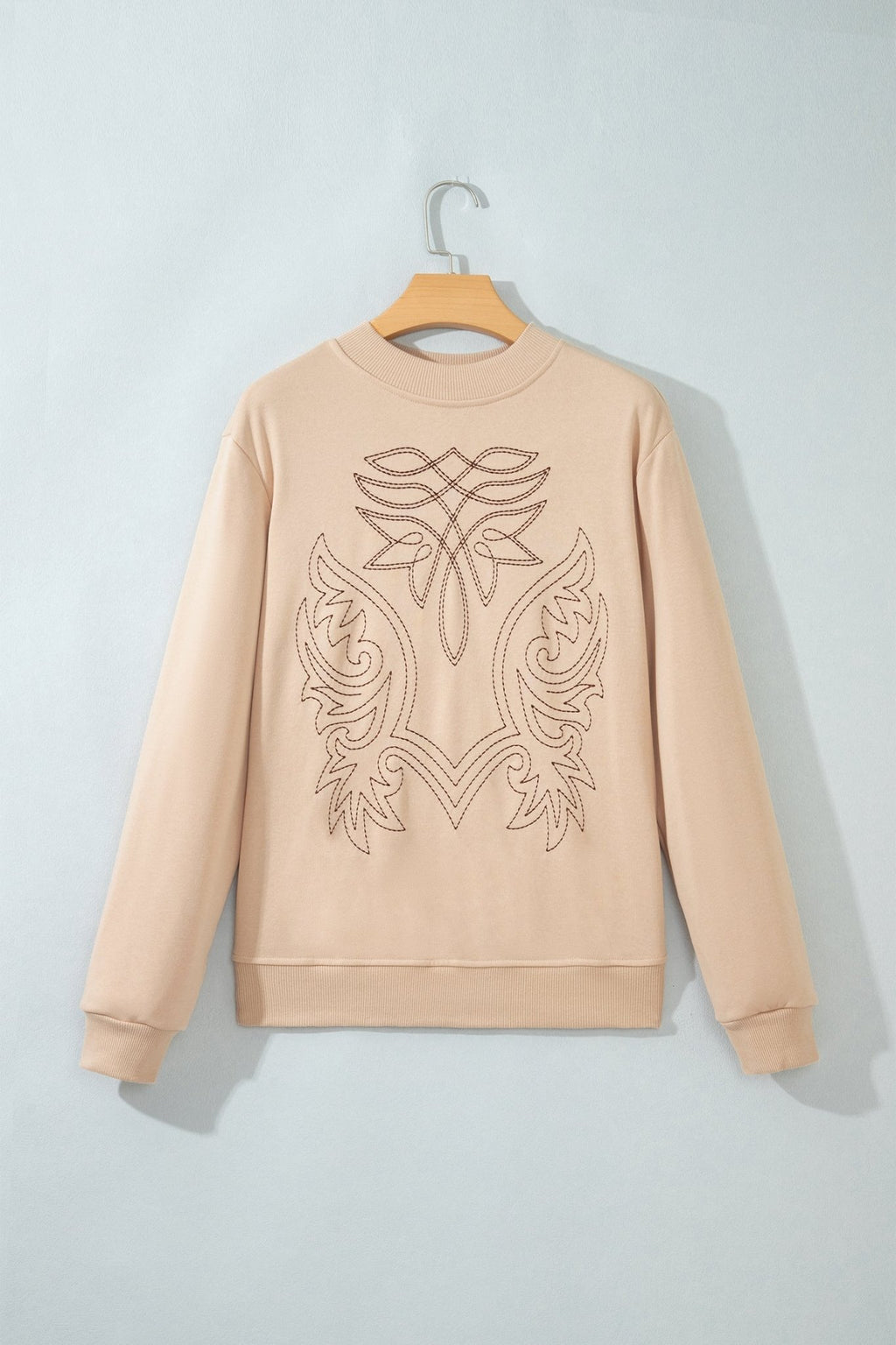 Western Embroidered Round Neck Long Sleeve Sweatshirt - Rooted & Reckless Co.