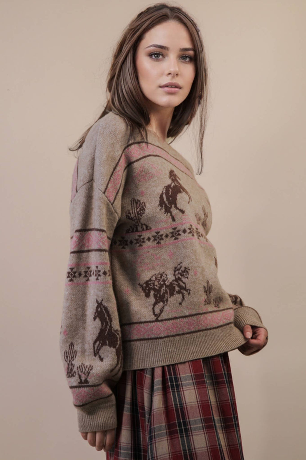Western Express Knit Sweater - Small Mauve remains - Rooted & Reckless Co.