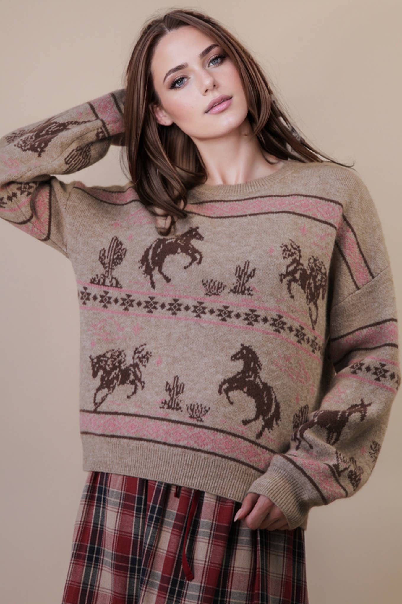 Western Express Knit Sweater - Small Mauve remains - Rooted & Reckless Co.