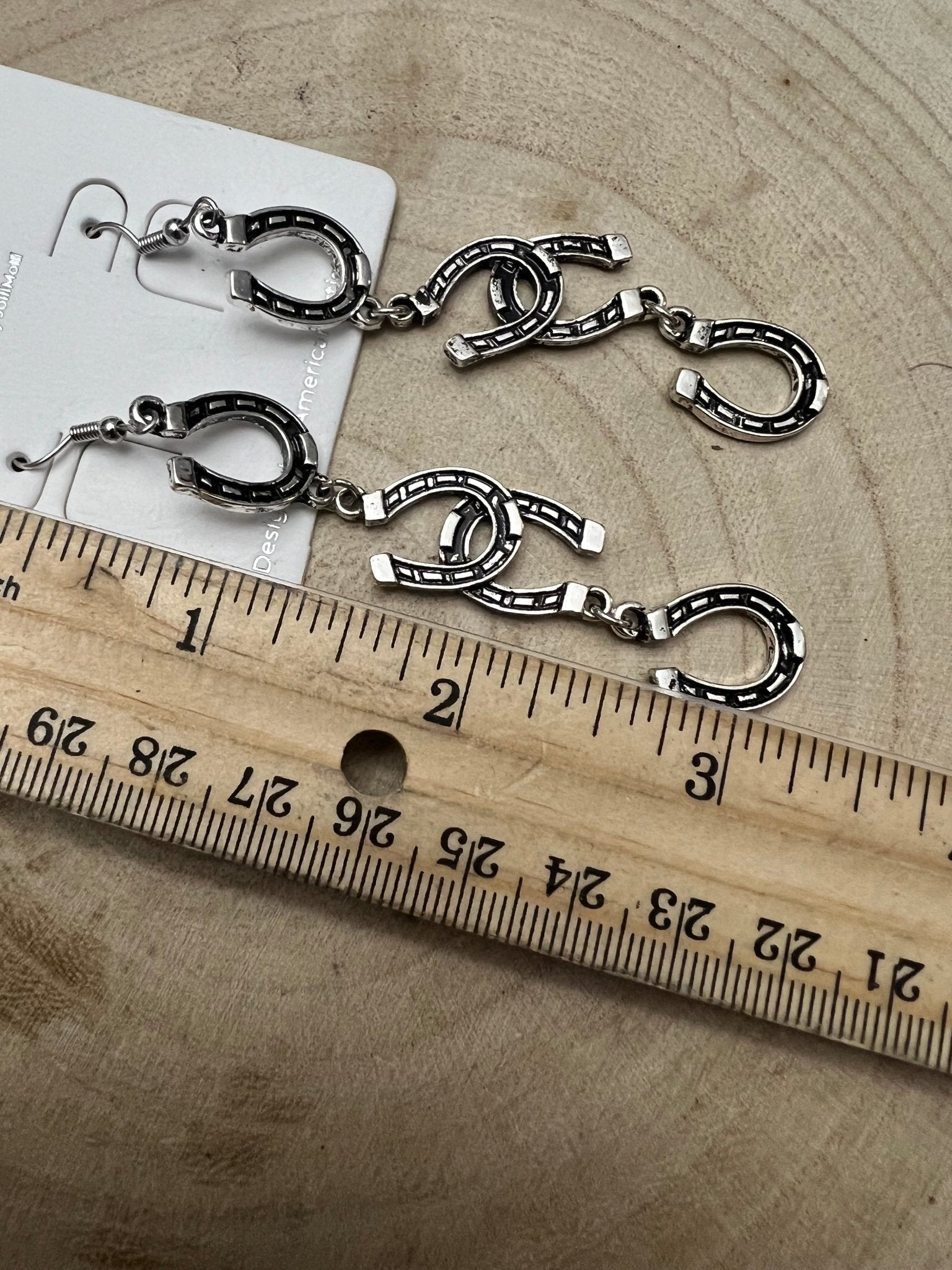 Western Fashion Horseshoe Dangle Earrings — Bold 3½" Statement Drop - Rooted & Reckless Co.