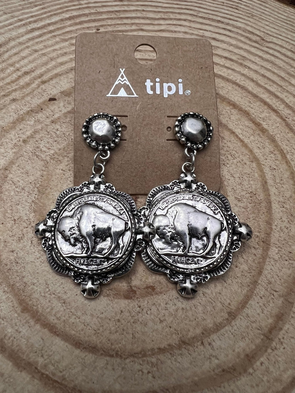 Western Faux Buffalo Coin Stud Earrings — Petite Western Studs - Rooted & Reckless Co.
