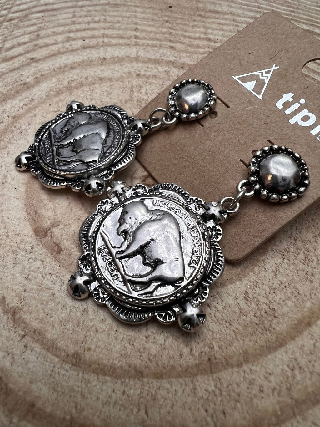 Western Faux Buffalo Coin Stud Earrings — Petite Western Studs - Rooted & Reckless Co.