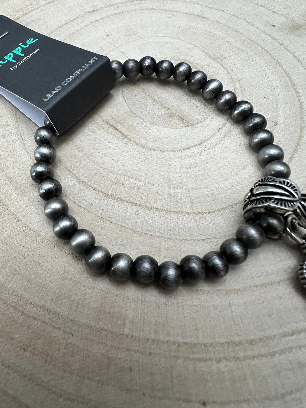 Western Faux Pearl, Concho & Faux Turquoise Stretch Bracelet - Rooted & Reckless Co.