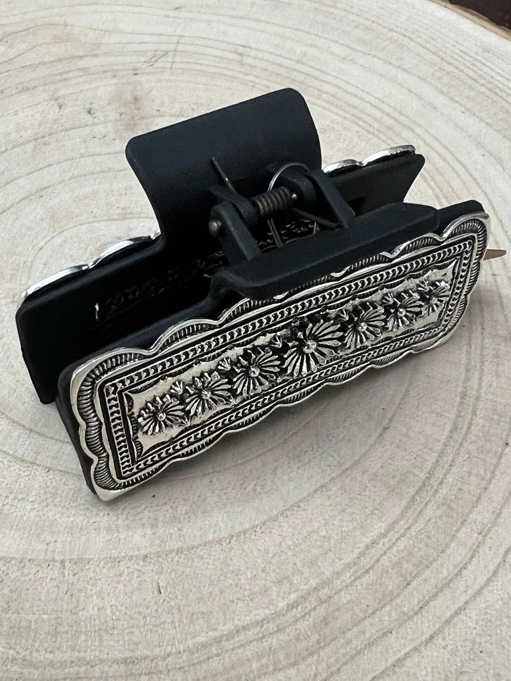 Western Faux Silver Claw Clip — Large 4.5" Polished Hair Statement - Rooted & Reckless Co.
