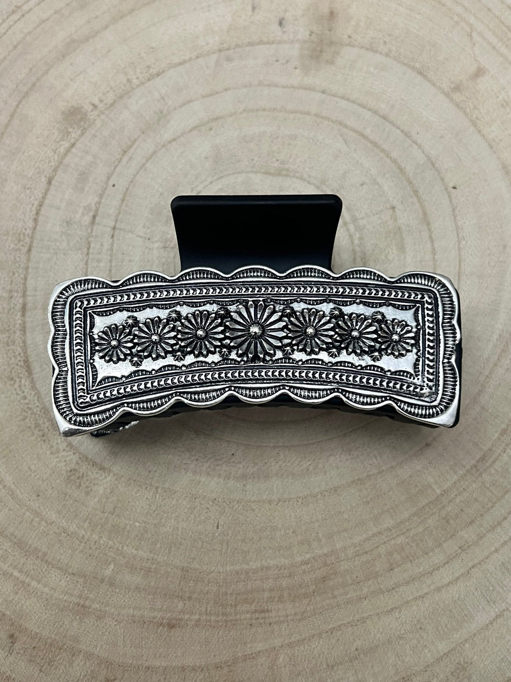 Western Faux Silver Claw Clip — Large 4.5" Polished Hair Statement - Rooted & Reckless Co.