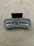 Western Faux Silver Claw Clip — Large 4.5" Polished Hair Statement - Rooted & Reckless Co.