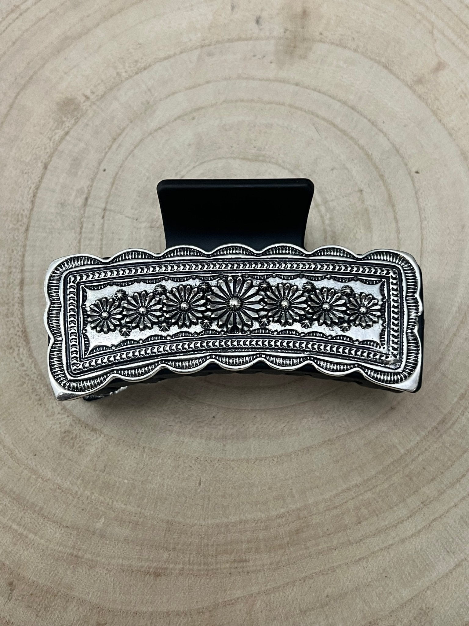 Western Faux Silver Claw Clip — Large 4.5" Polished Hair Statement - Rooted & Reckless Co.