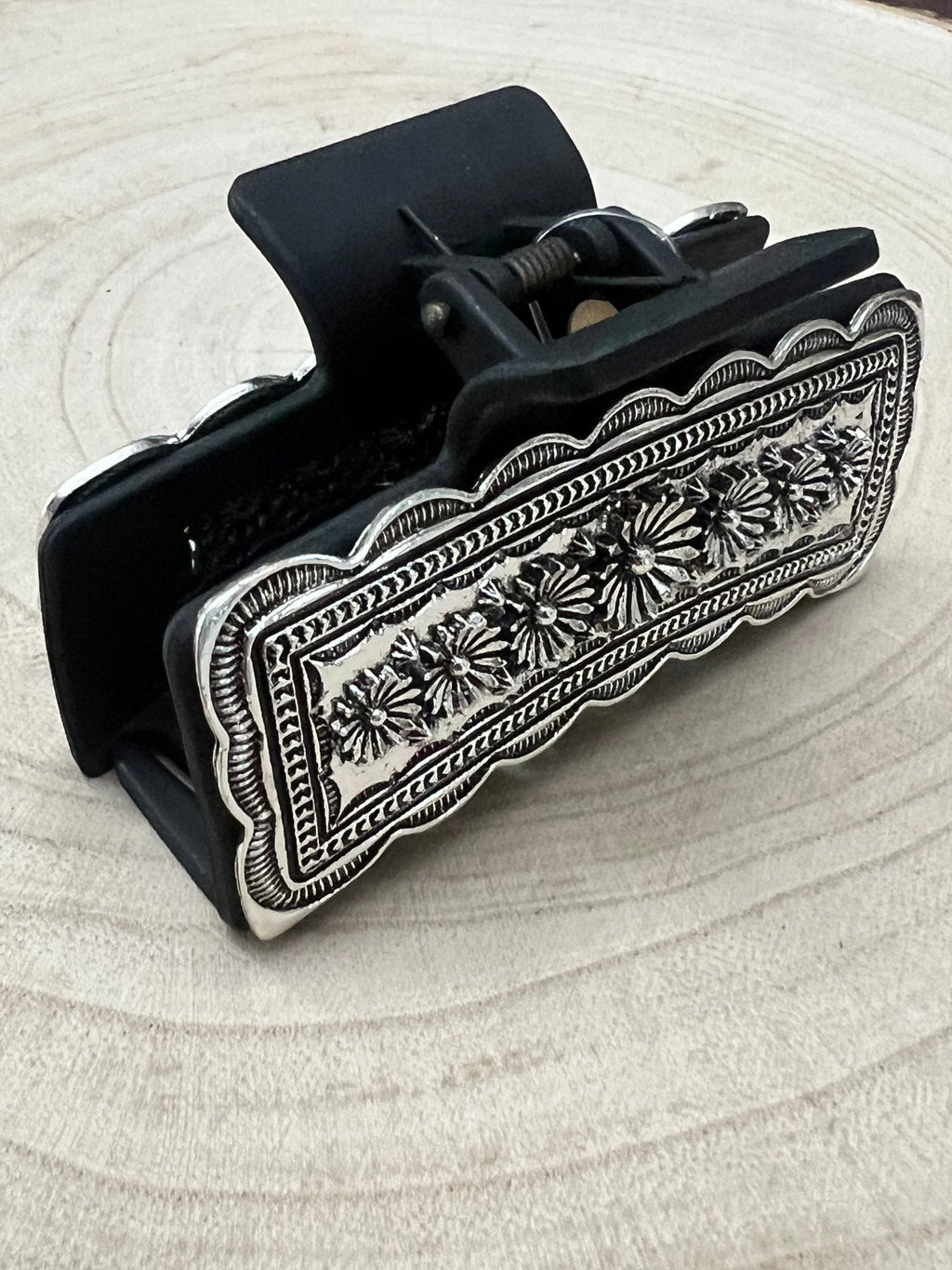 Western Faux Silver Claw Clip — Large 4.5" Polished Hair Statement - Rooted & Reckless Co.