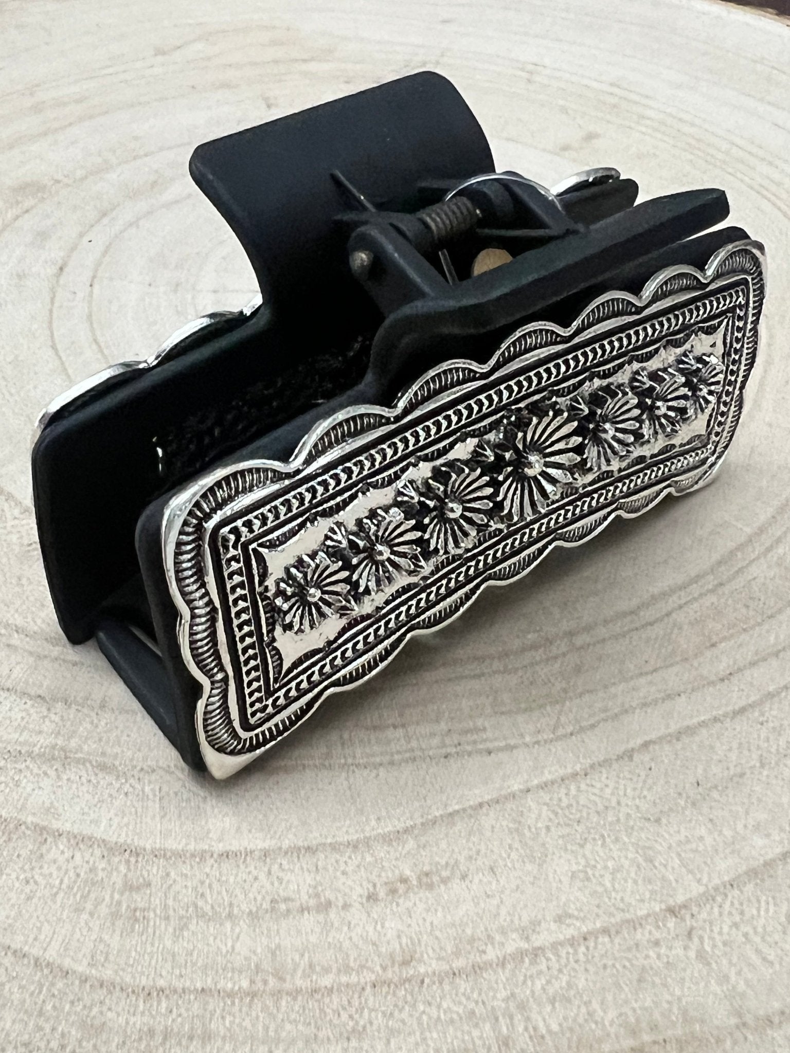 Western Faux Silver Claw Clip — Large 4.5" Polished Hair Statement - Rooted & Reckless Co.