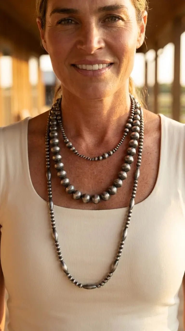 Western Faux Sterling Pearl 3-Piece Necklace Set — 18", 22", 26" Layered Trio - Rooted & Reckless Co.