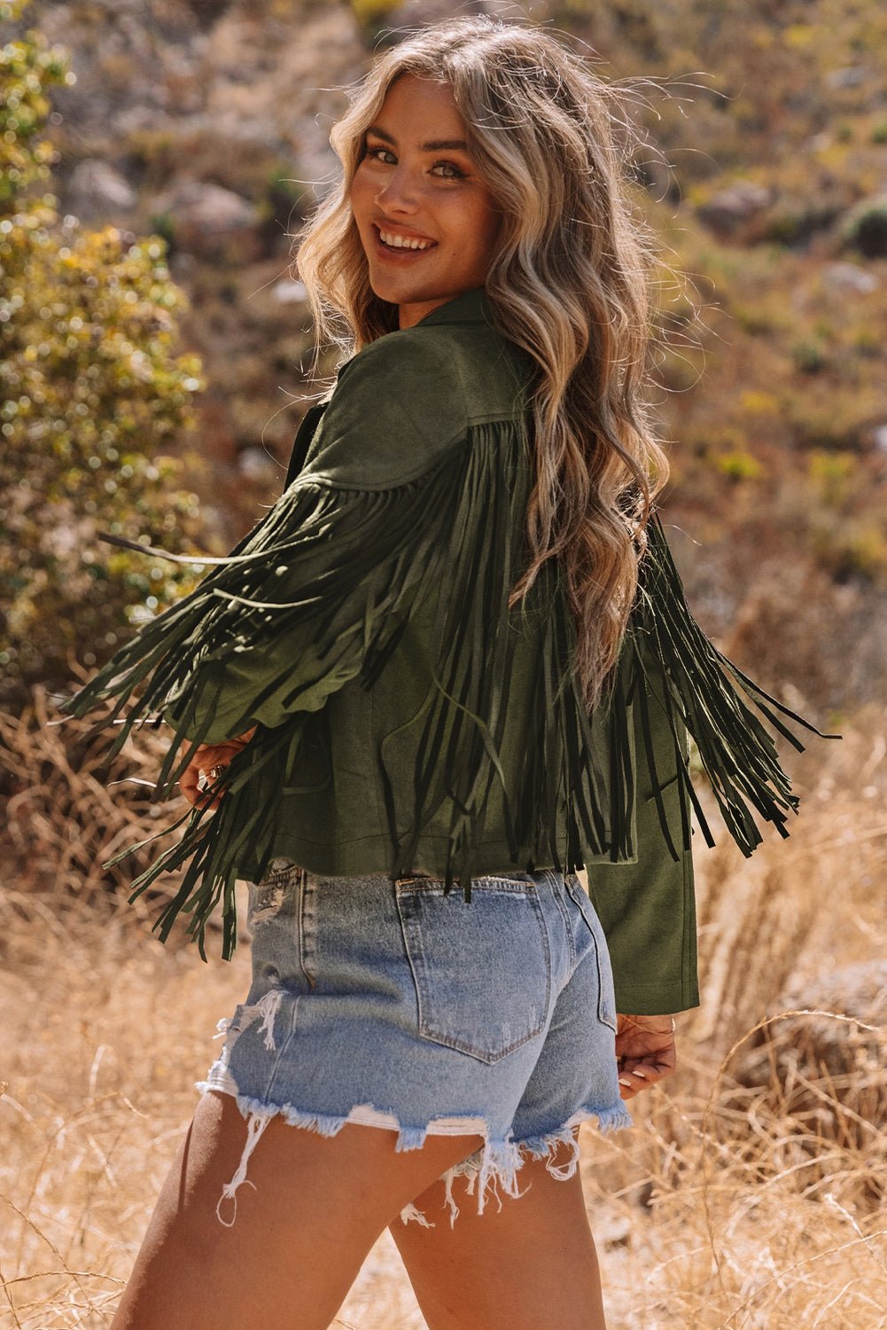 Western Faux Suede Fringe Cropped Jacket - Rooted & Reckless Co.
