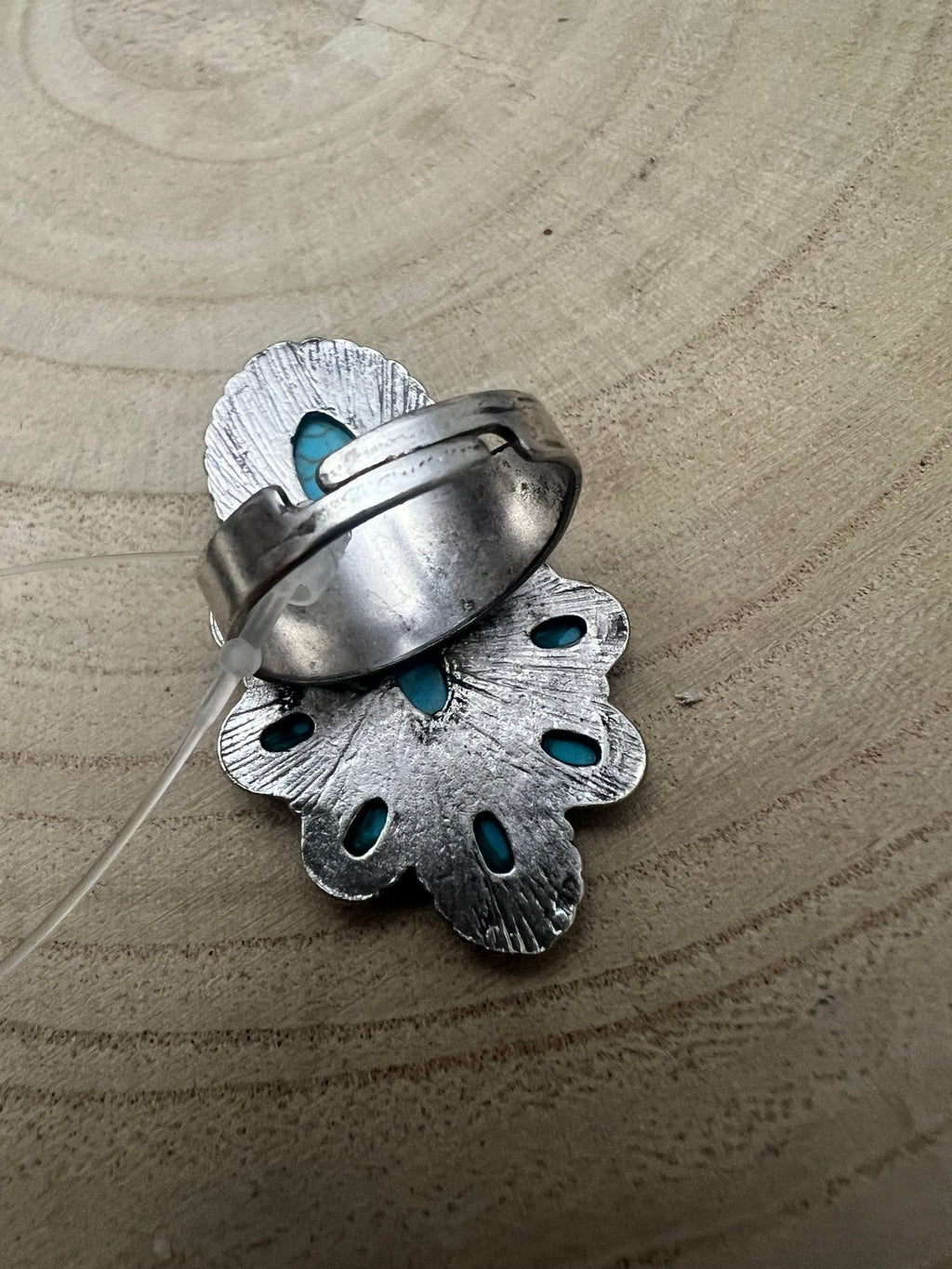 Western Faux Turquoise Cluster Adjustable Cuff Ring — Statement Size - Rooted & Reckless Co.