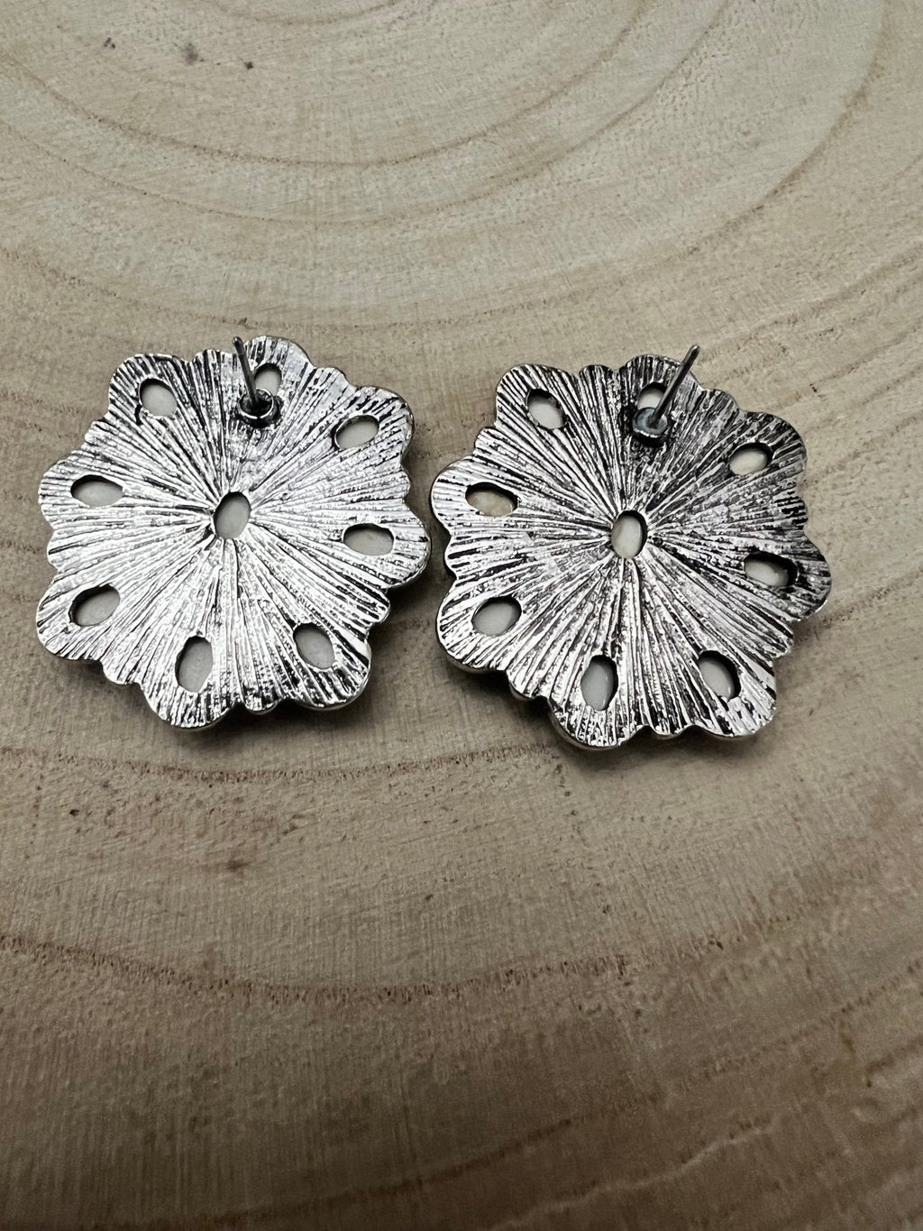 Western Faux Turquoise Cluster Earrings — Oxidized Silver 1" Statement - Rooted & Reckless Co.