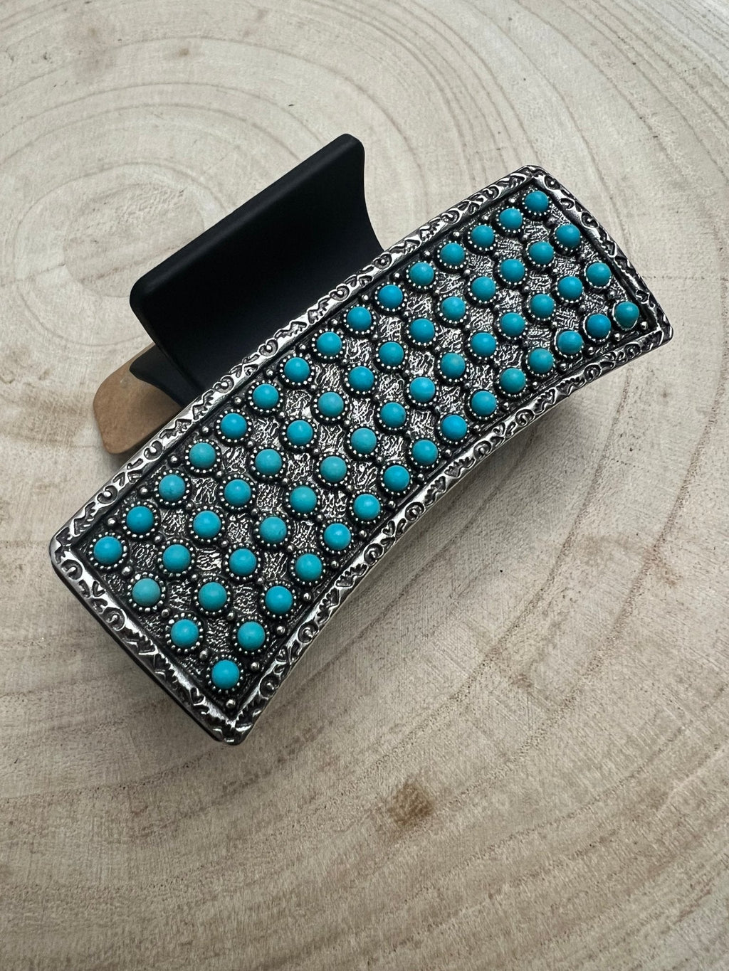 Western Faux Turquoise Cluster Hair Claw Clip — 3" Southwestern Statement - Rooted & Reckless Co.