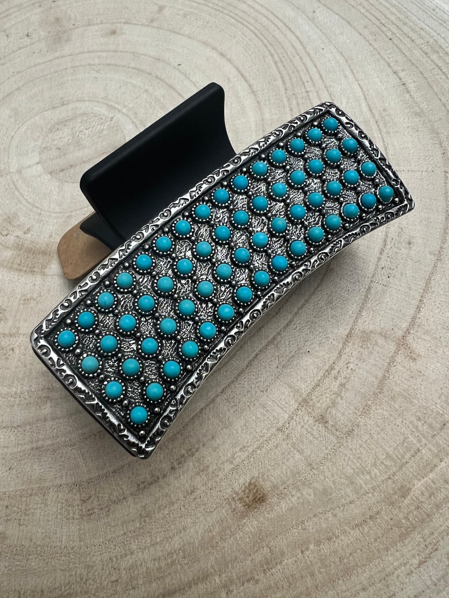 Western Faux Turquoise Cluster Hair Claw Clip — 3" Southwestern Statement - Rooted & Reckless Co.
