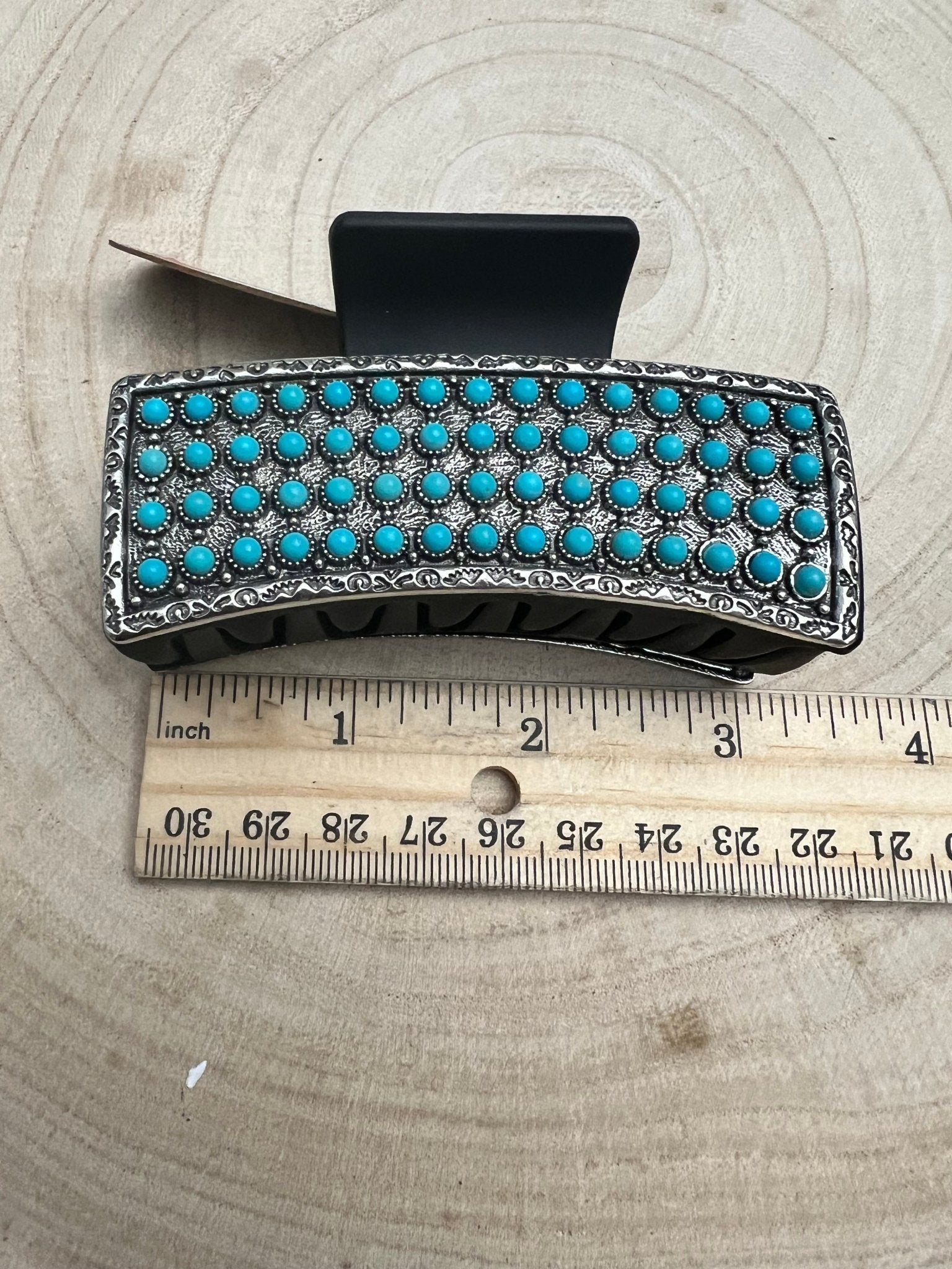 Western Faux Turquoise Cluster Hair Claw Clip — 3" Southwestern Statement - Rooted & Reckless Co.