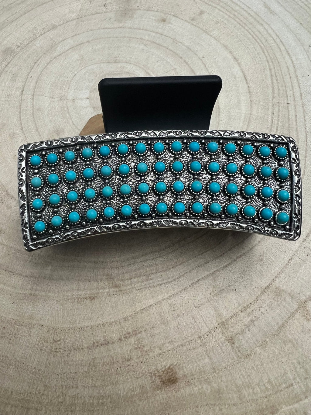 Western Faux Turquoise Cluster Hair Claw Clip — 3" Southwestern Statement - Rooted & Reckless Co.