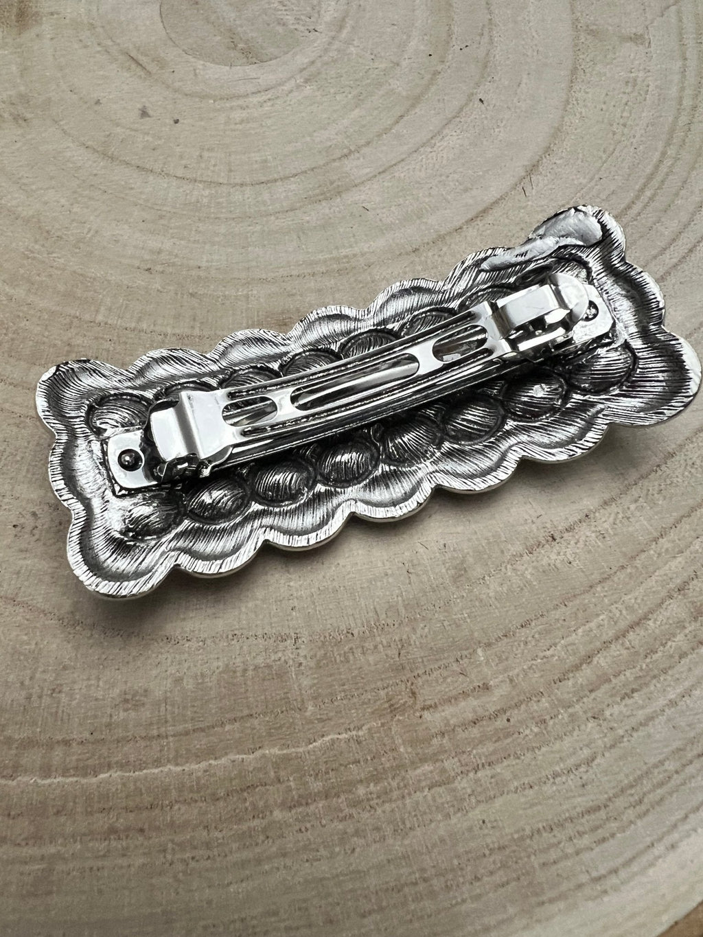 Western Faux Turquoise Cluster Metal Hair Barrette — 3" Old West Hair Statement - Rooted & Reckless Co.