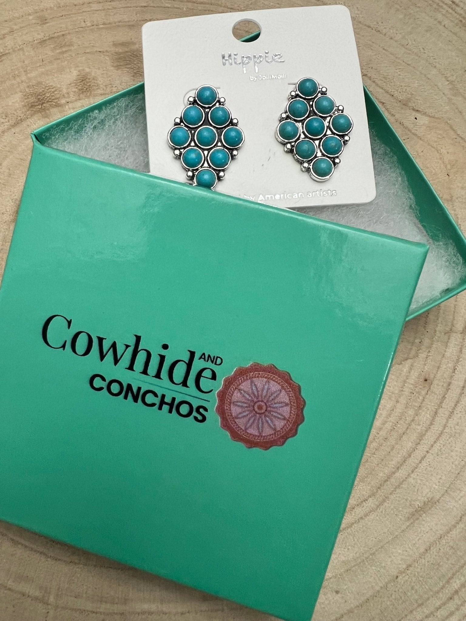 Western Faux Turquoise Cluster Post Earrings — Petite 1" Drop - Rooted & Reckless Co.