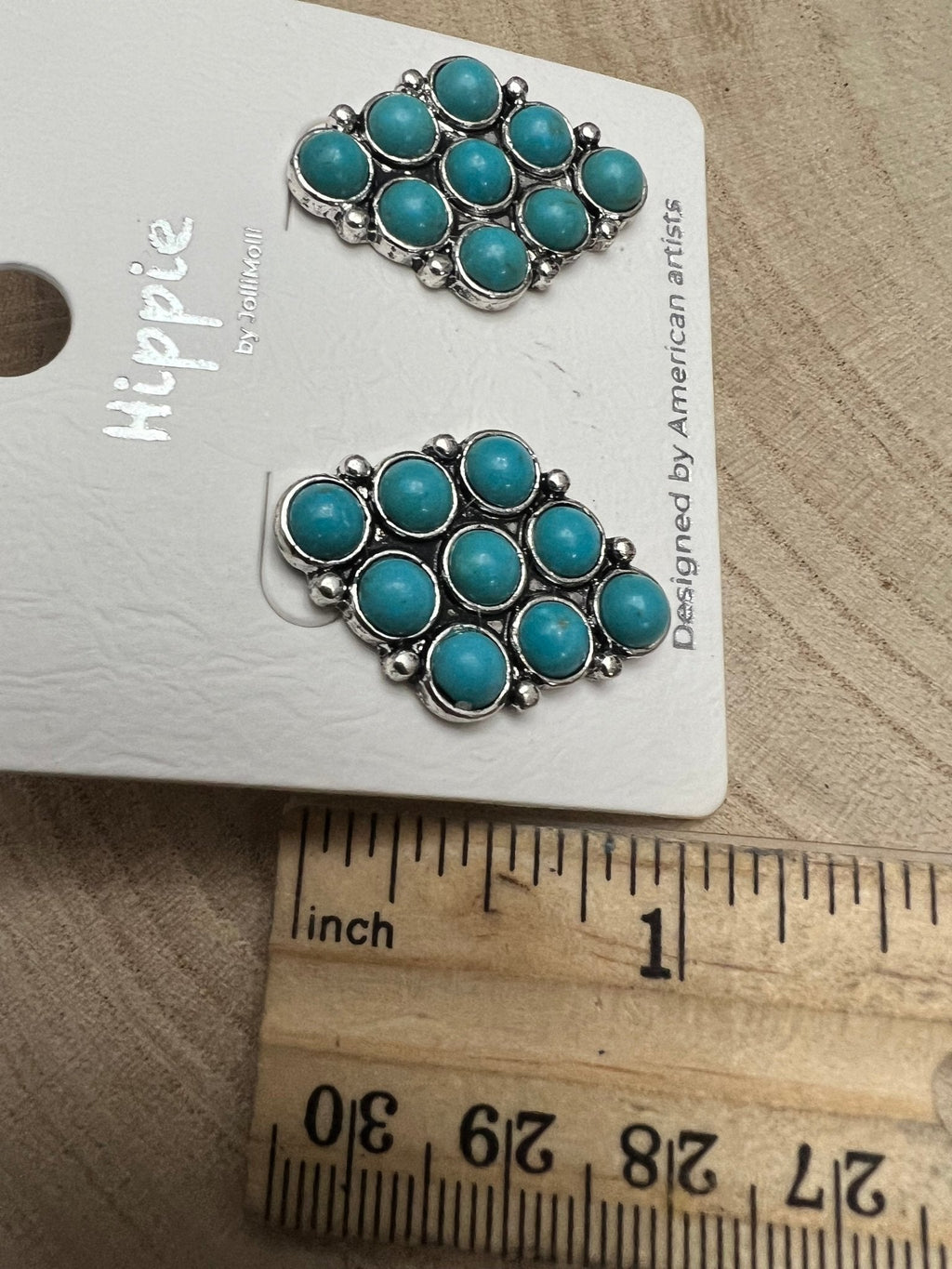 Western Faux Turquoise Cluster Post Earrings — Petite 1" Drop - Rooted & Reckless Co.