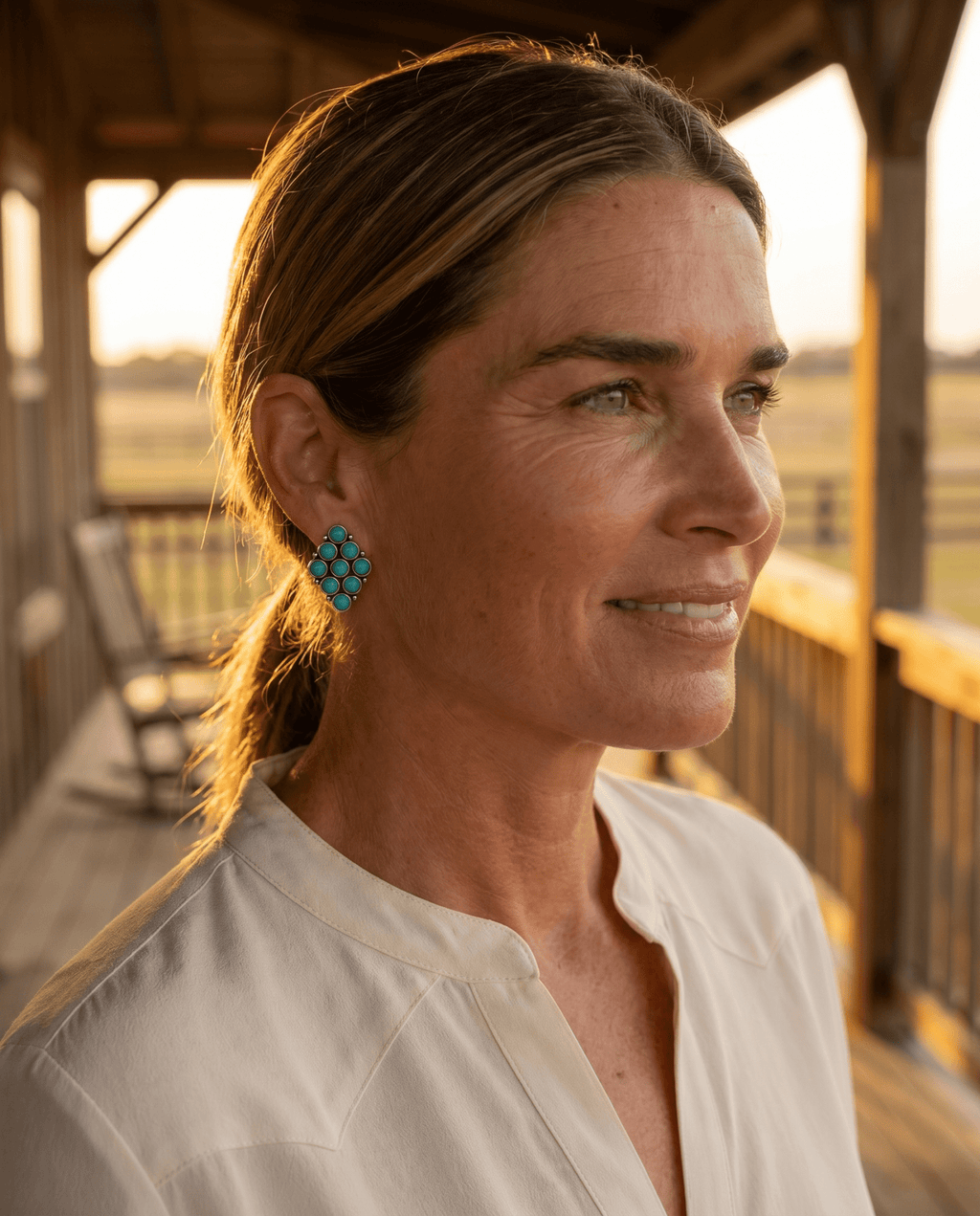Western Faux Turquoise Cluster Post Earrings — Petite 1" Drop - Rooted & Reckless Co.