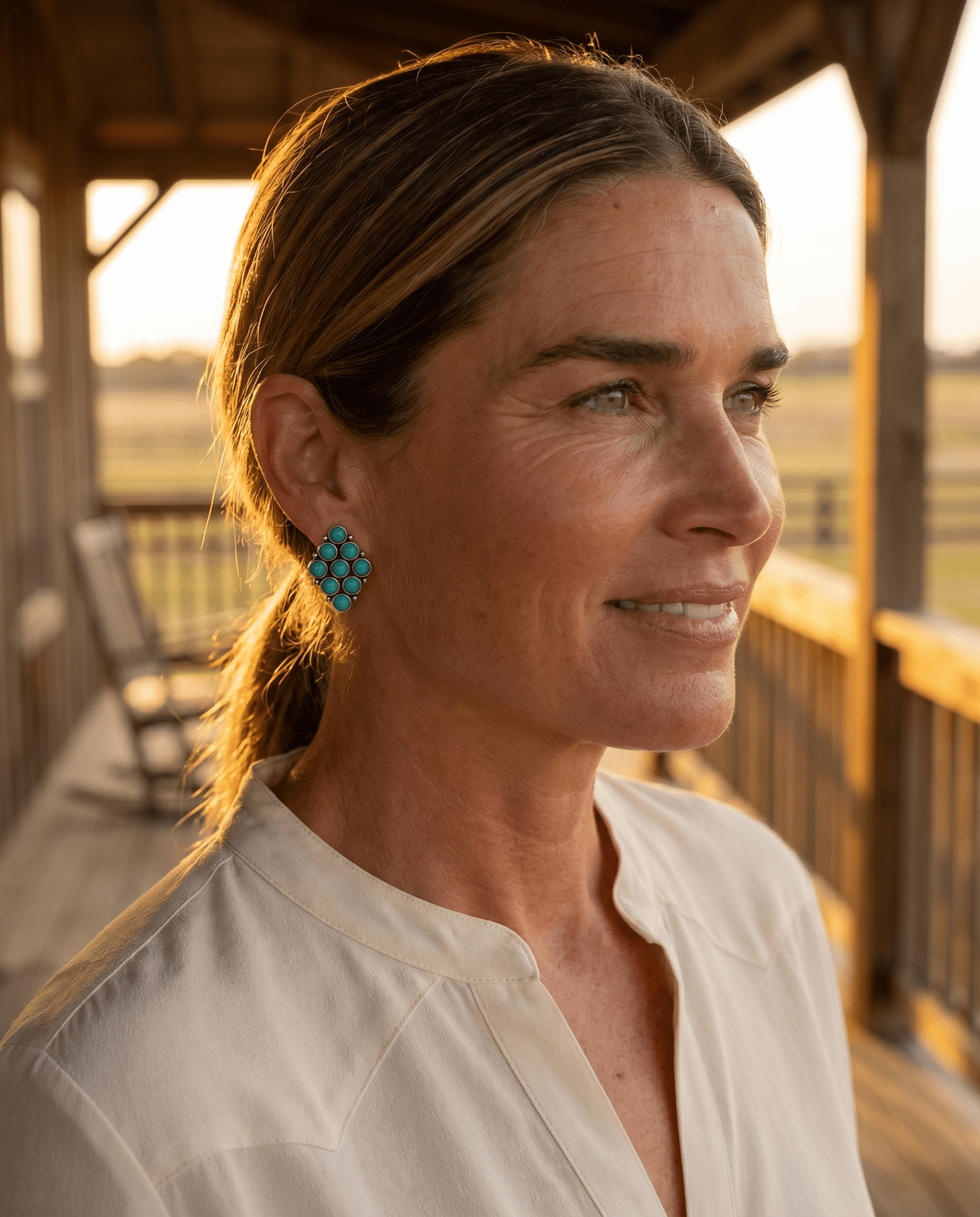 Western Faux Turquoise Cluster Post Earrings — Petite 1" Drop - Rooted & Reckless Co.