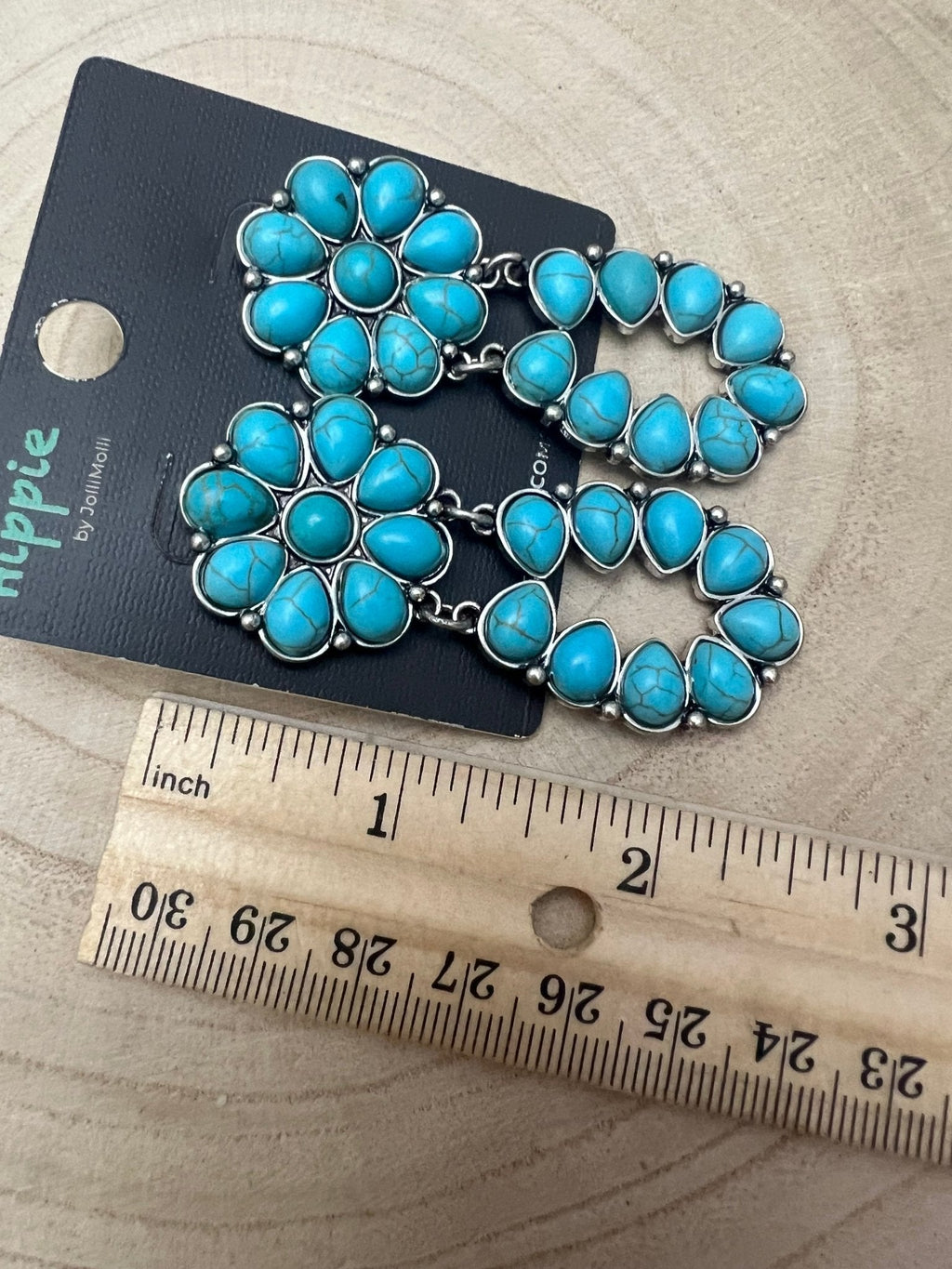Western Faux Turquoise Cluster Post Earrings — Statement 2¼" Drop - Rooted & Reckless Co.
