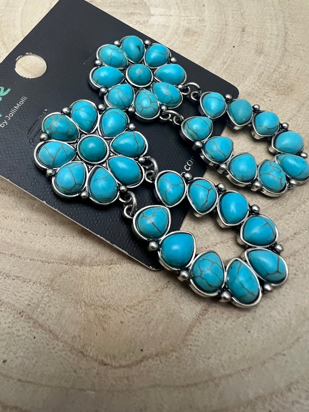 Western Faux Turquoise Cluster Post Earrings — Statement 2¼" Drop - Rooted & Reckless Co.