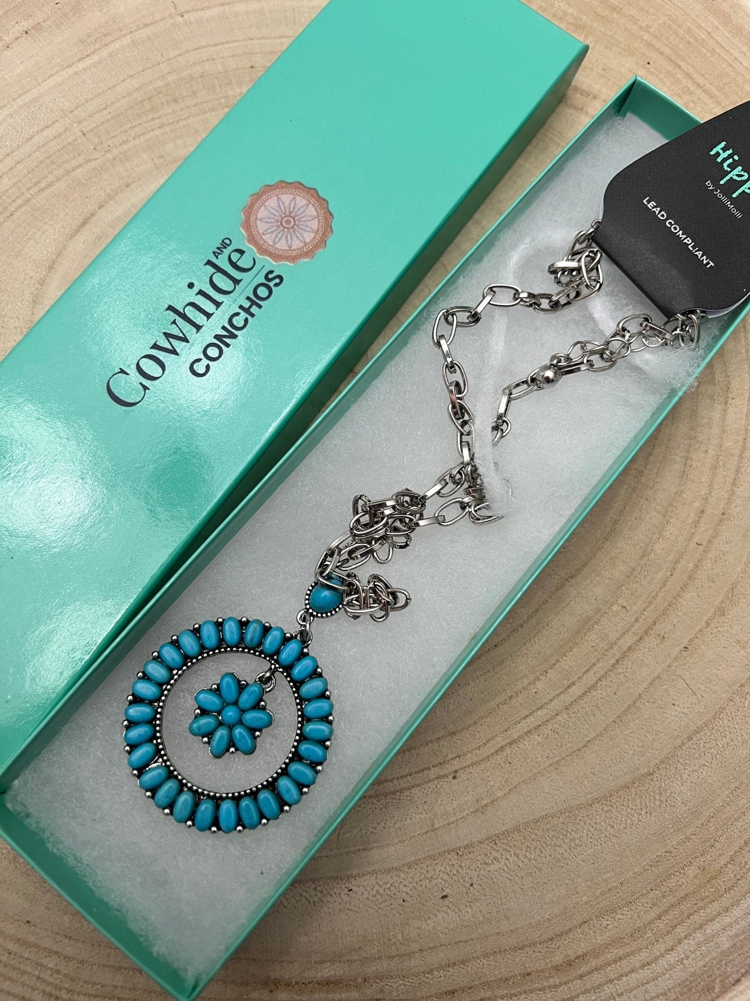 Western Faux Turquoise Flower Cluster Necklace — 18 Inch Southwestern Statement - Rooted & Reckless Co.