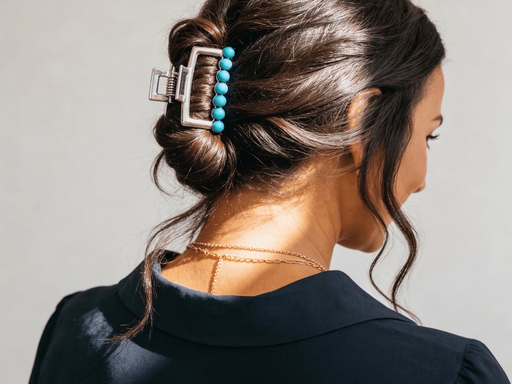 Western Faux Turquoise Rectangle Hair Claw Clip — 2.5" Southwestern Statement - Rooted & Reckless Co.