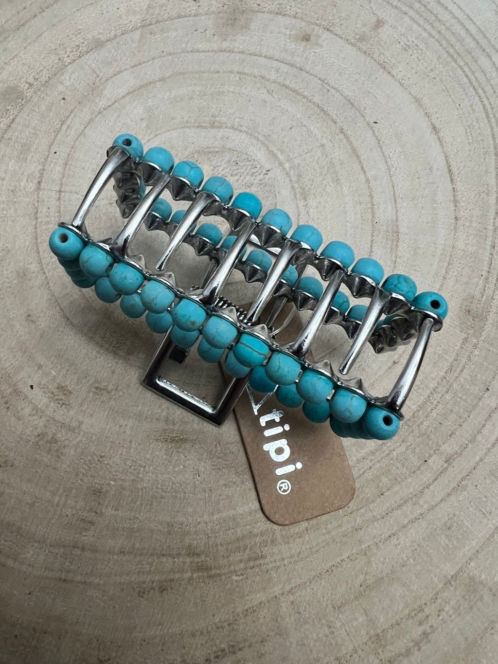 Western Faux Turquoise Rectangle Hair Claw Clip — 2.5" Southwestern Statement - Rooted & Reckless Co.