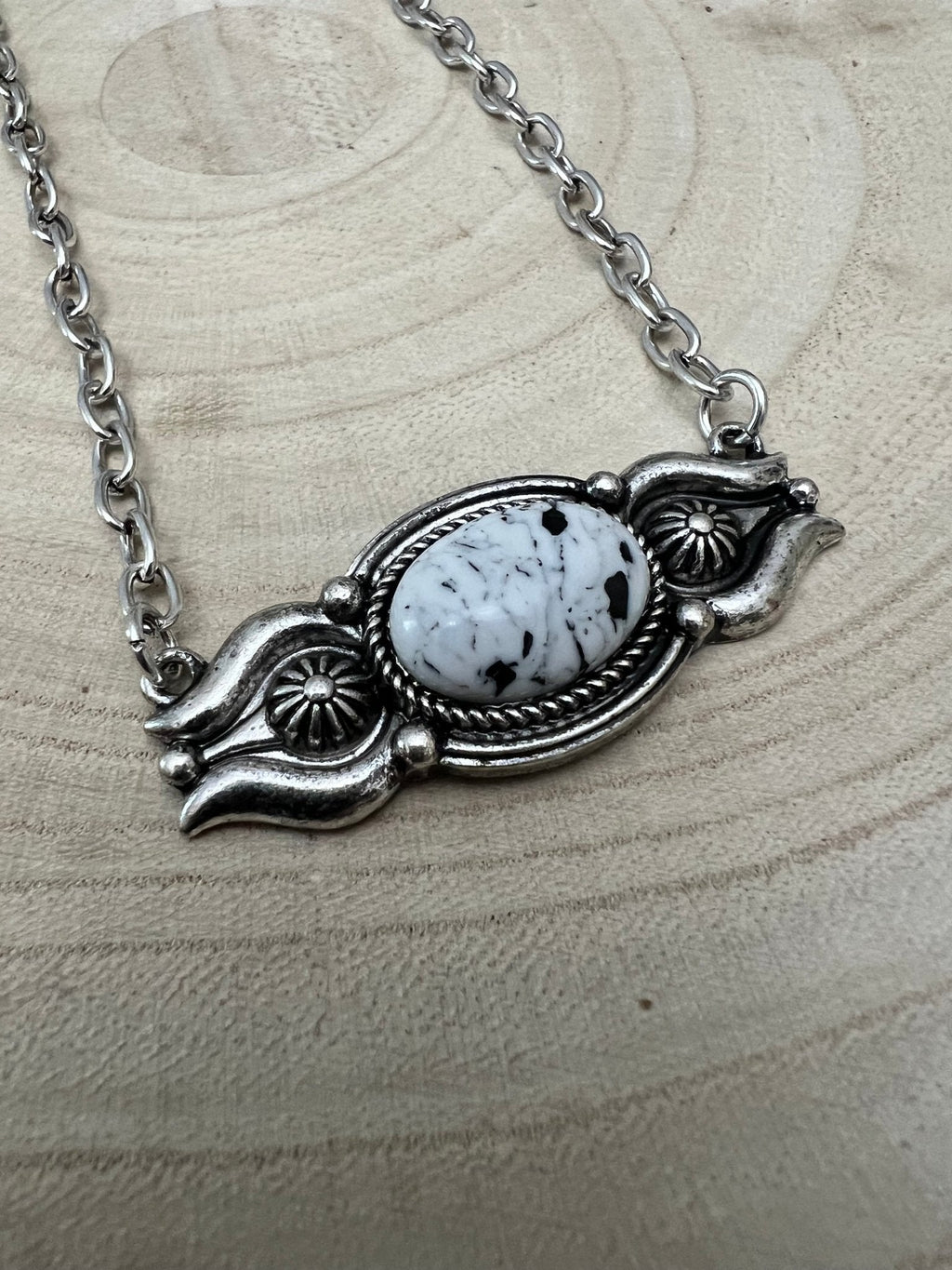 Western Faux White Buffalo Bar Necklace — 18 Inch with Extender - Rooted & Reckless Co.