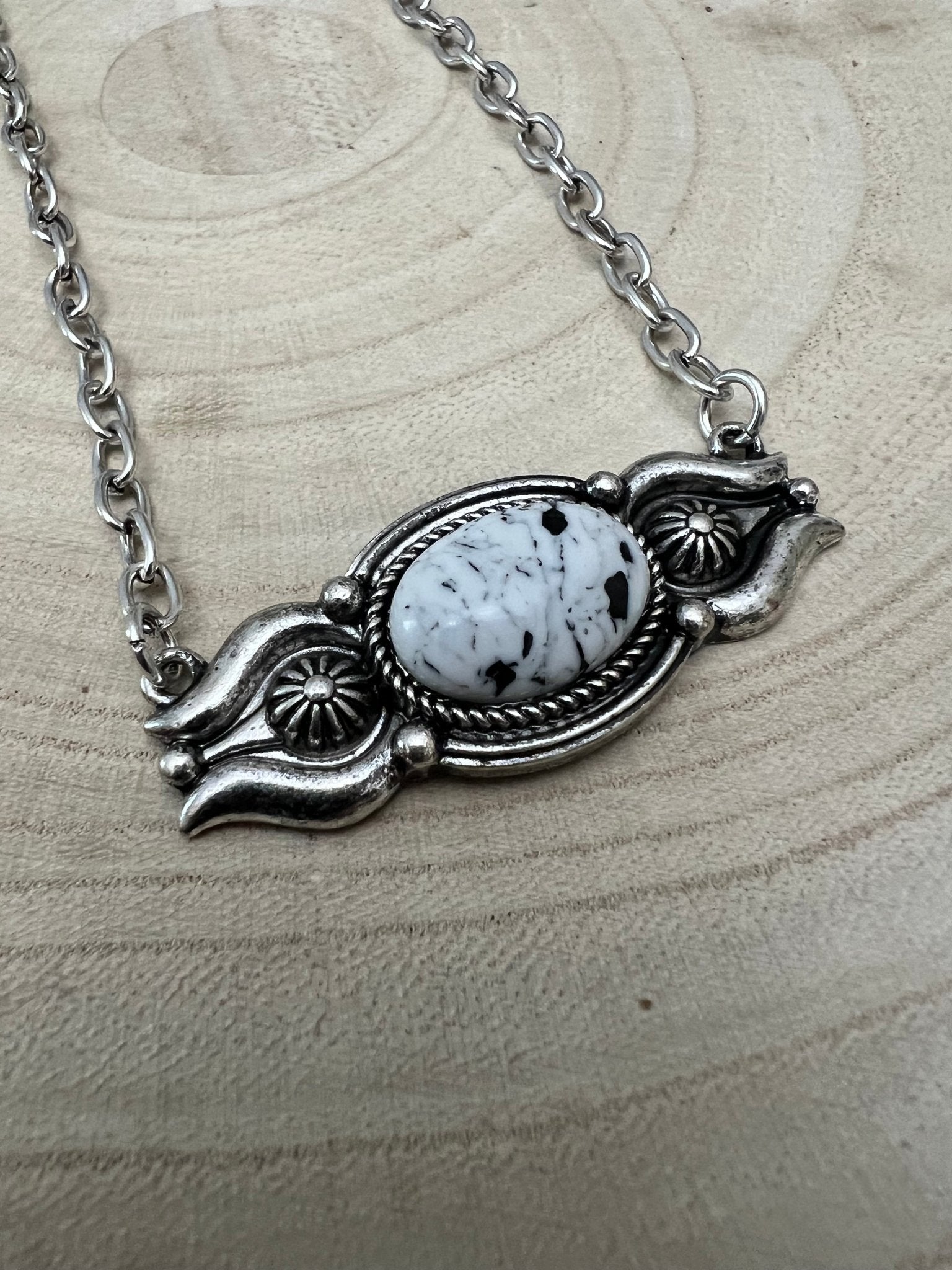 Western Faux White Buffalo Bar Necklace — 18 Inch with Extender - Rooted & Reckless Co.