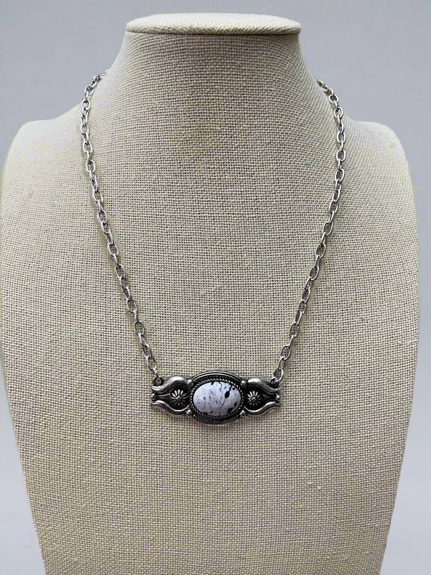 Western Faux White Buffalo Bar Necklace — 18 Inch with Extender - Rooted & Reckless Co.