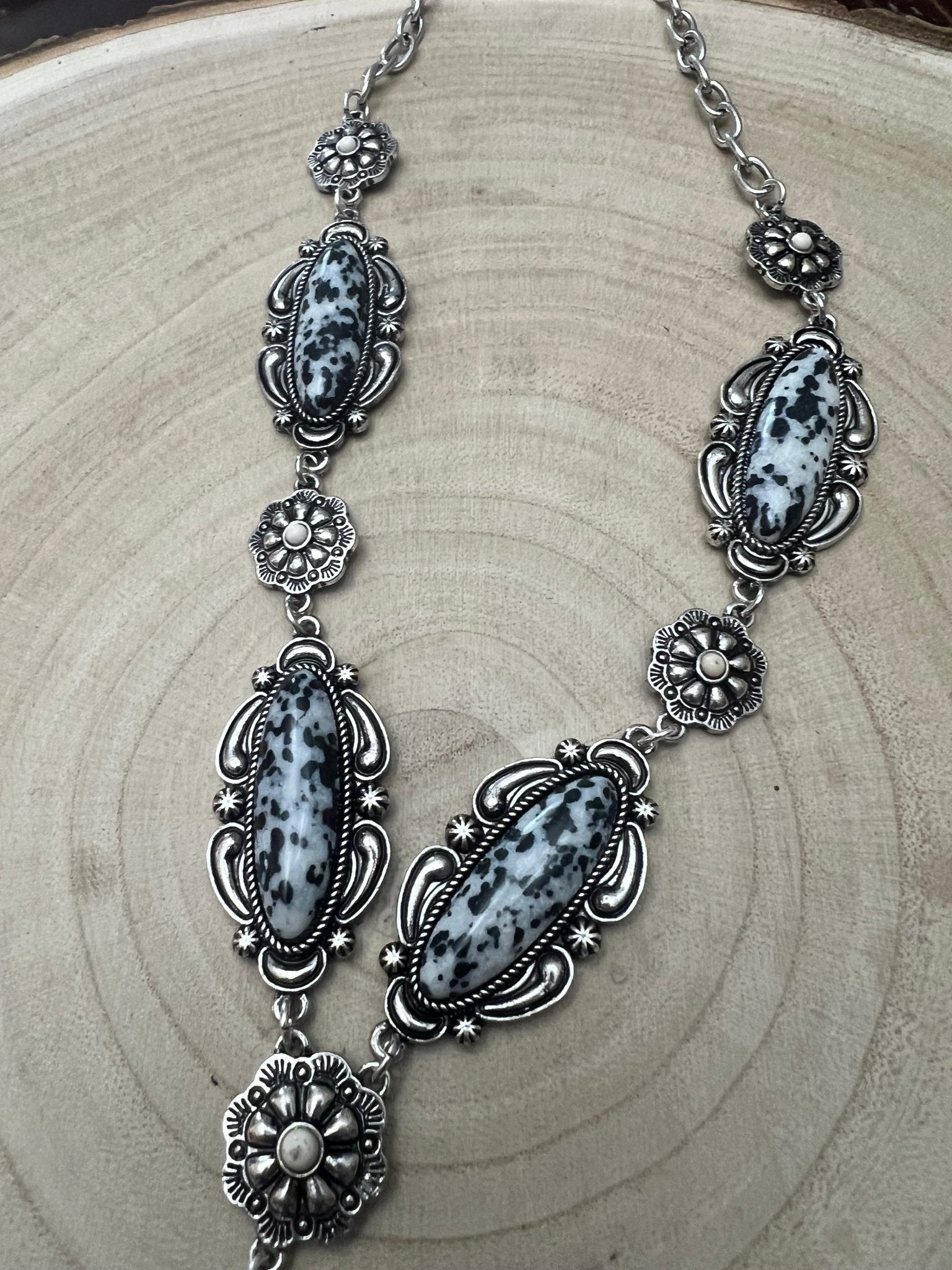 Western Faux White Buffalo Lariat Statement Necklace — 24 Inch Bold Statement - Rooted & Reckless Co.