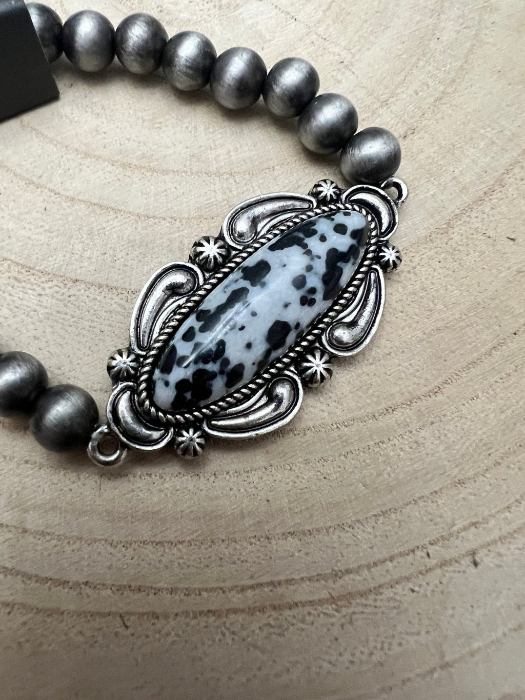 Western Faux White Buffalo Stretch Bracelet - Rooted & Reckless Co.