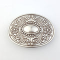 Western Floral Etched Belt Buckle — Premium Silver Plating with Intricate Floral Etching - Rooted & Reckless Co.