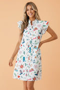 Western Flutter Sleeve Button-Down Mini Dress - Rooted & Reckless Co.