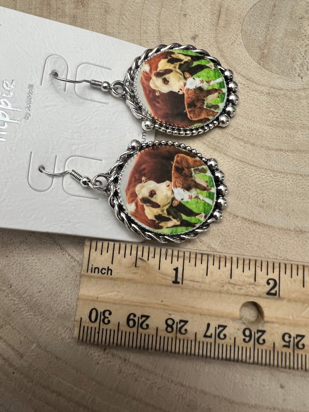 Western Framed Cow Calf Fashion Earrings — Ranch Life Statement (1½" x 1") - Rooted & Reckless Co.