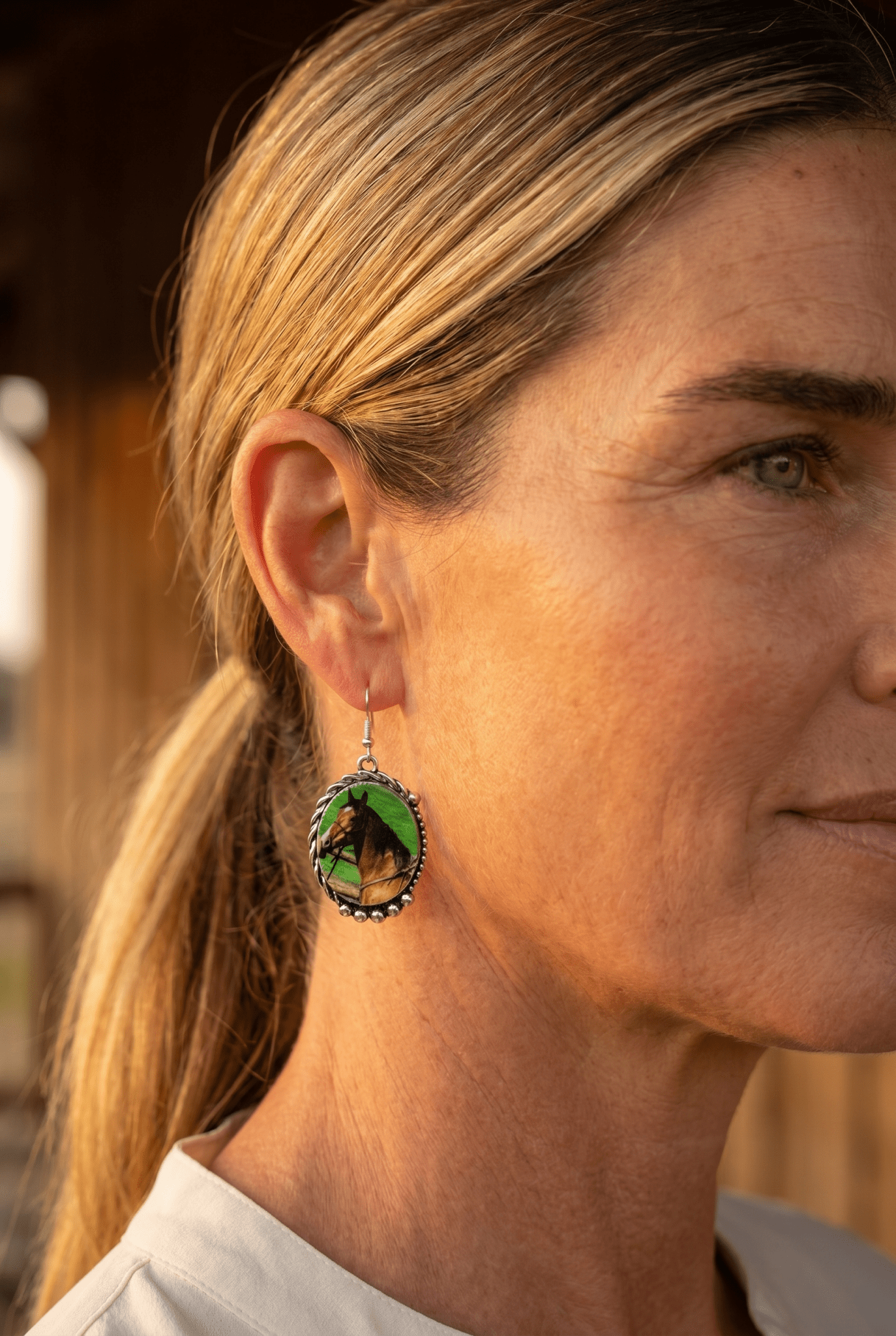 Western Framed Horse Fashion Earrings — Equestrian Statement (1½" x 1") - Rooted & Reckless Co.