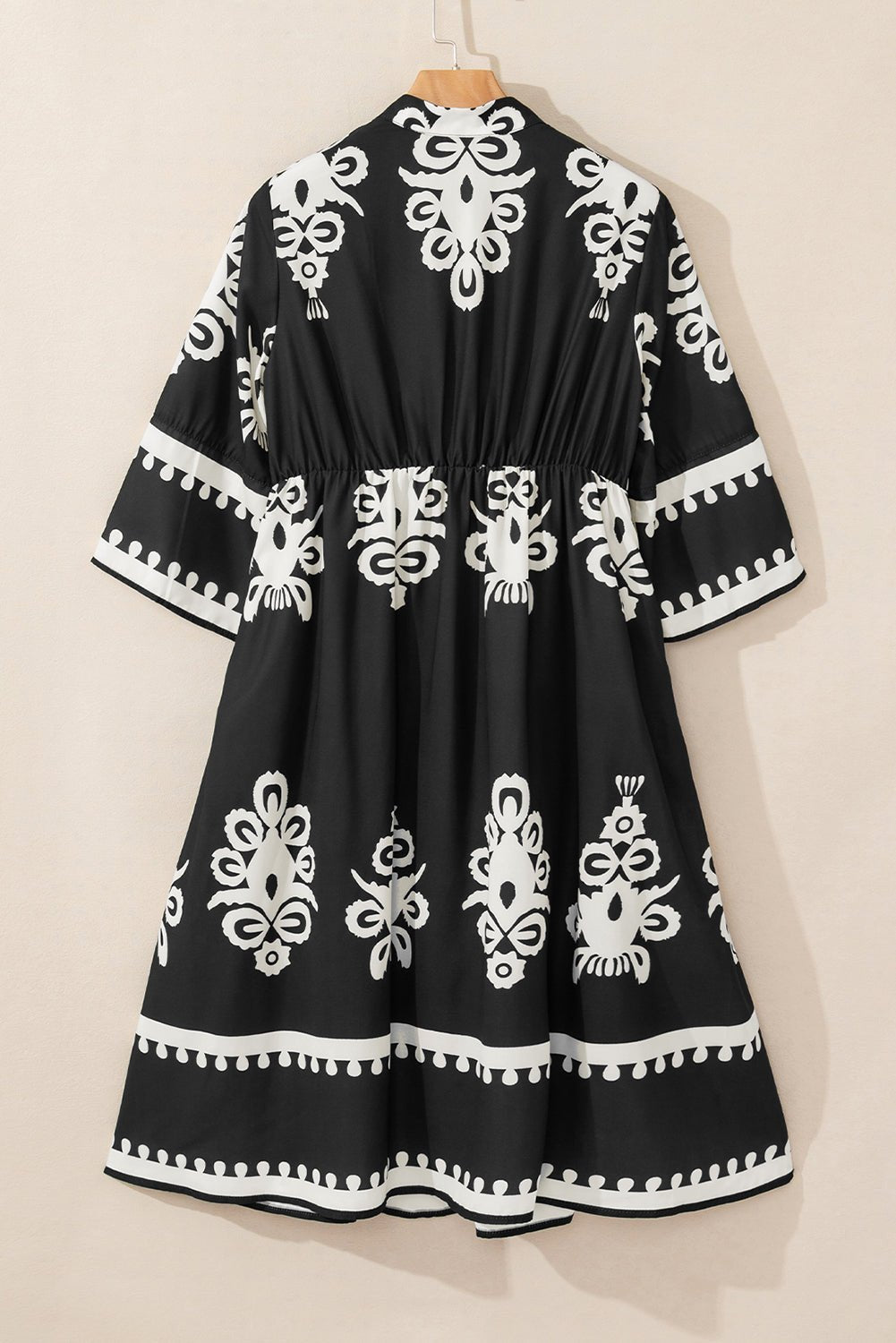 Western Geometric 3/4 Sleeve Midi Dress - Rooted & Reckless Co.