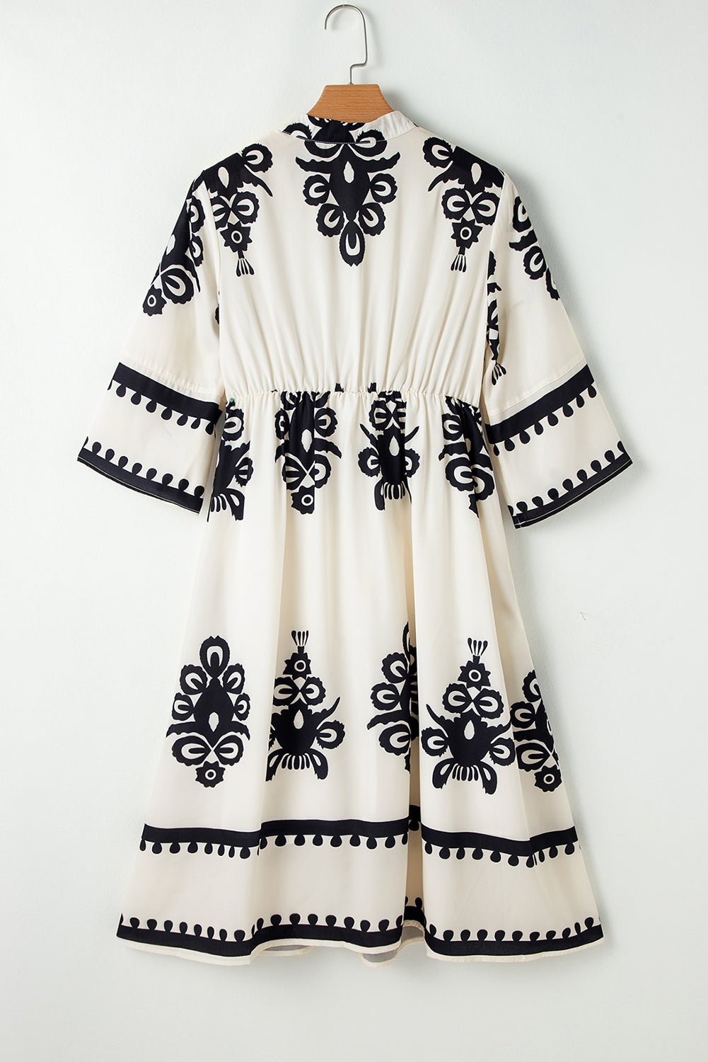 Western Geometric 3/4 Sleeve Midi Dress - Rooted & Reckless Co.