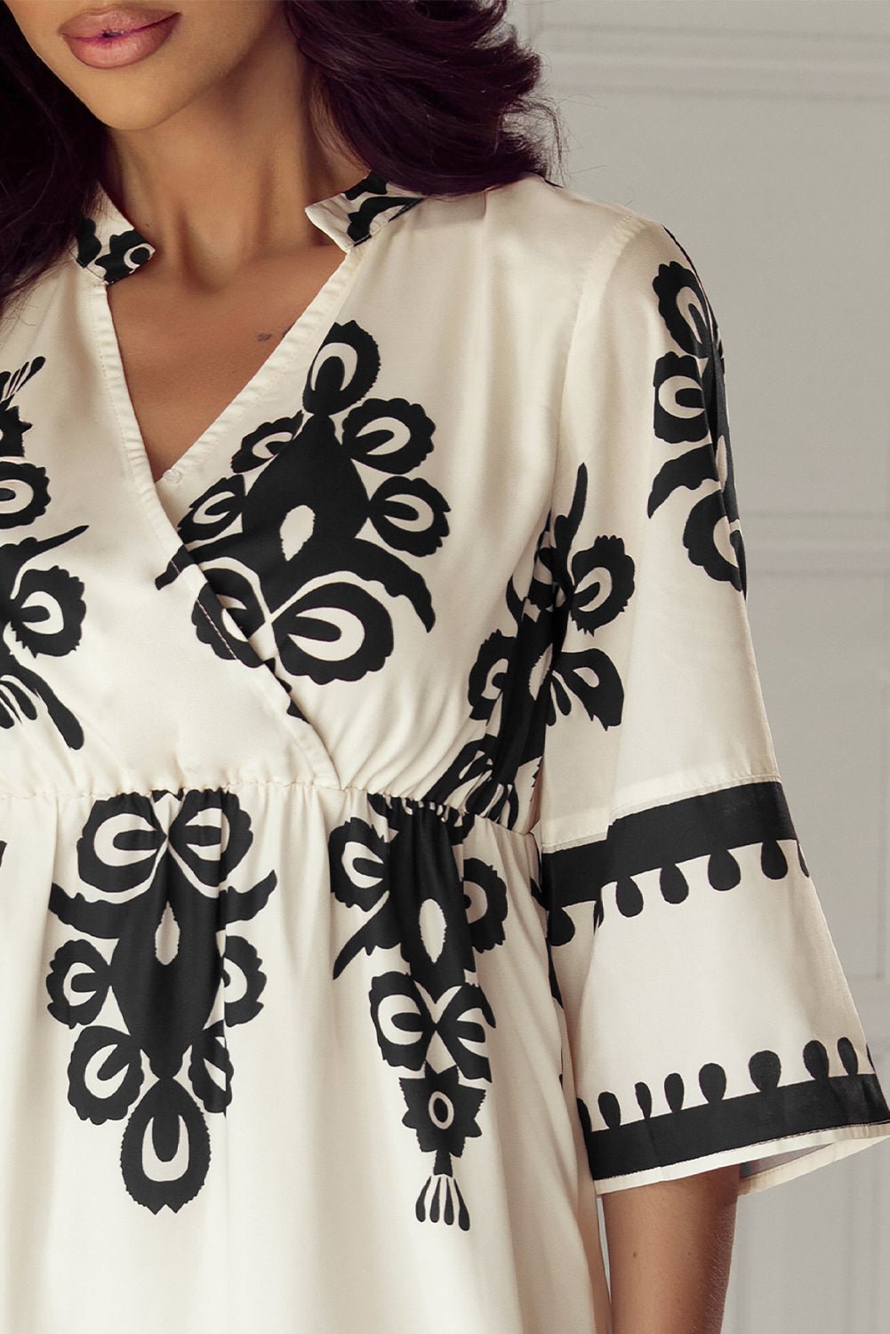 Western Geometric 3/4 Sleeve Midi Dress - Rooted & Reckless Co.