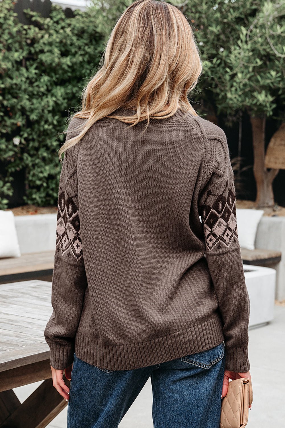 Western Geometric Knit Crew Neck Sweater - Rooted & Reckless Co.