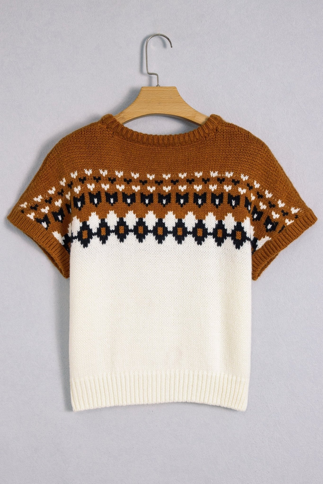 Western Geometric V-Neck Short Sleeve Knit T-Shirt - Rooted & Reckless Co.