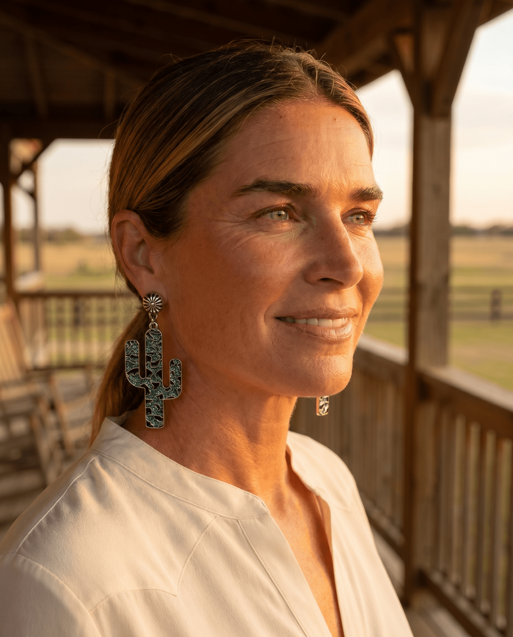 Western Glitter Enamel Cactus Dangle Earrings — Playful 2½" Drop - Rooted & Reckless Co.