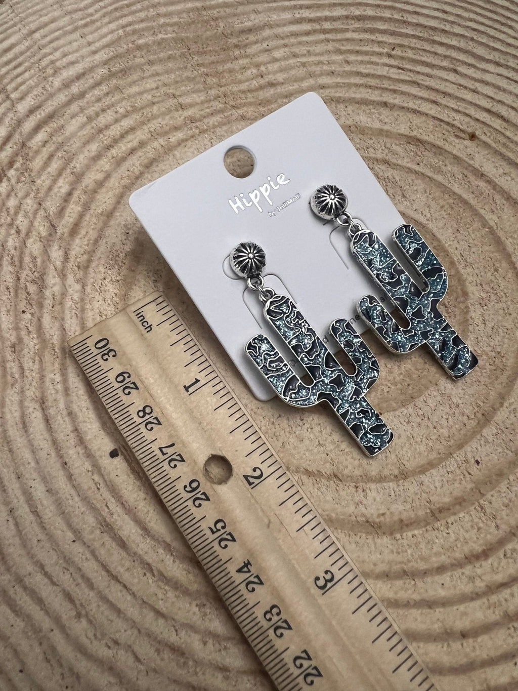 Western Glitter Enamel Cactus Dangle Earrings — Playful 2½" Drop - Rooted & Reckless Co.