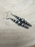 Western Graduated Faux Sterling Pearl Dangle Earrings — 2" Drop - Rooted & Reckless Co.