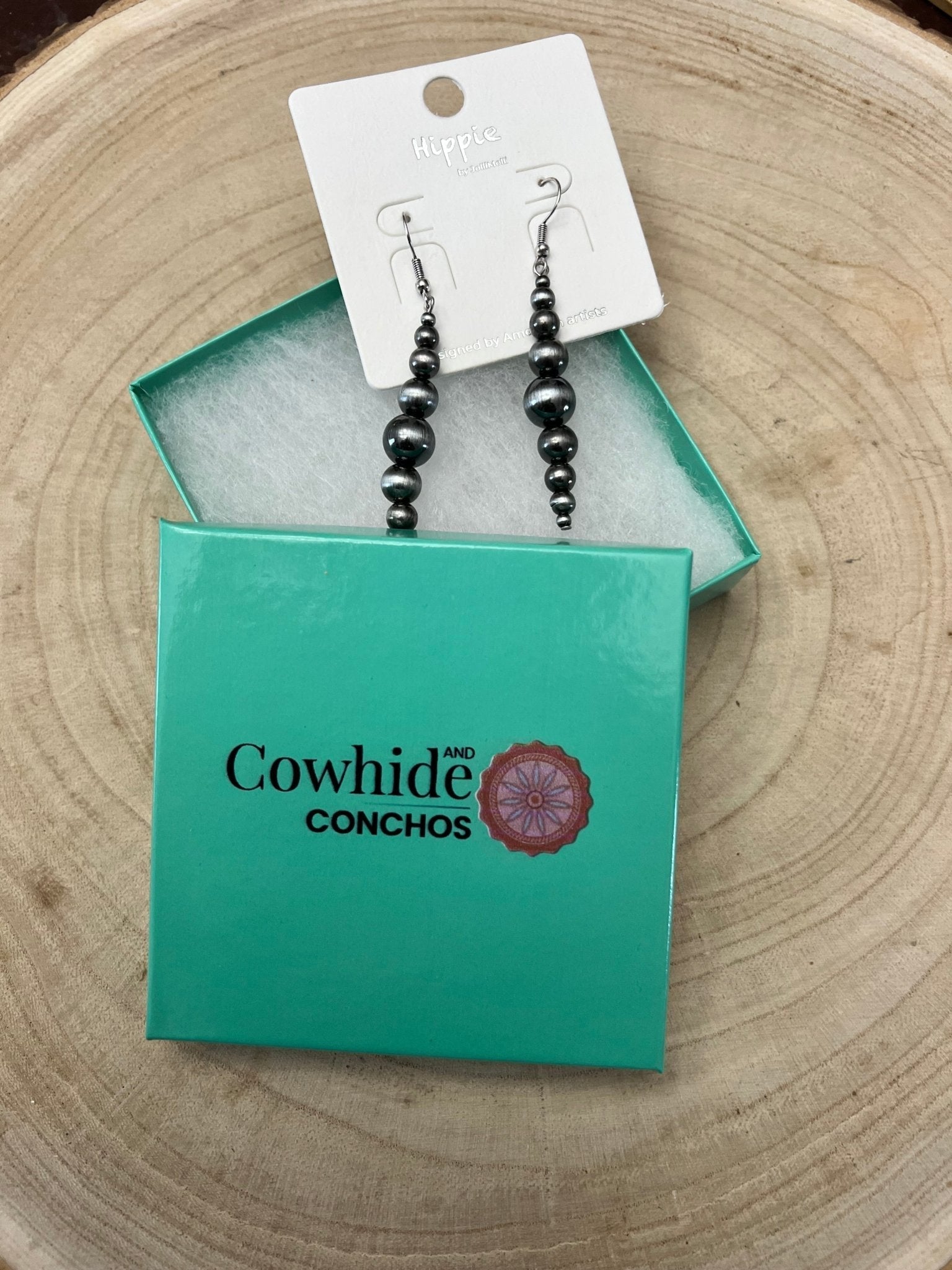 Western Graduated Faux Sterling Pearl Dangle Earrings — 2" Drop - Rooted & Reckless Co.